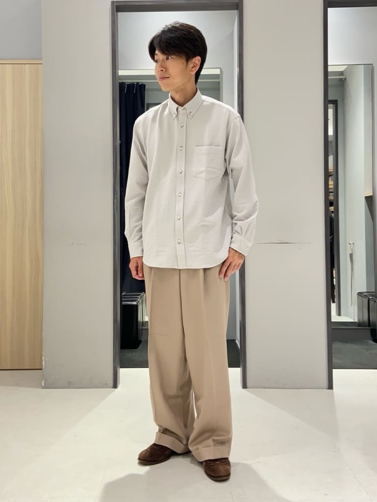 わいずみさんの「TAKEO KIKUCHI｜【抗菌防臭/シーズンレス】シアサッカー ジャージシャツ」を使ったコーディネート