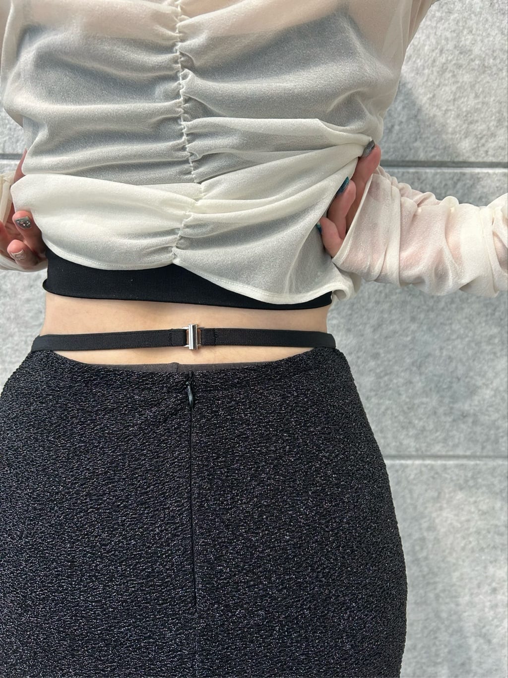 honoka Aさんの「CODE A｜sheer gathered jersey top」を使ったコーディネート