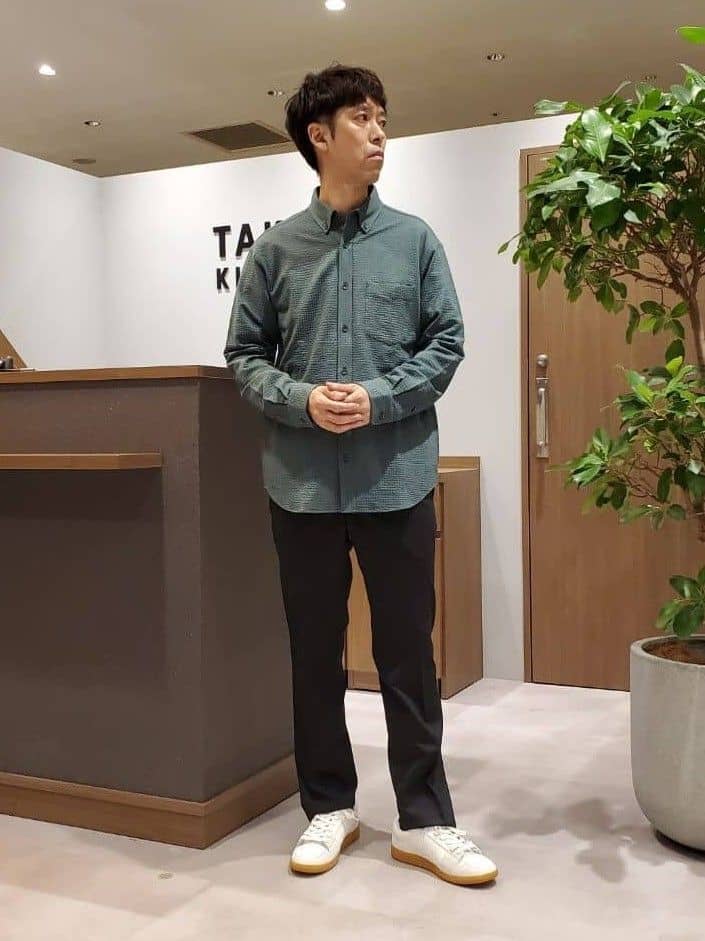 ishidaさんの「TAKEO KIKUCHI｜【抗菌防臭/シーズンレス】シアサッカー ジャージシャツ」を使ったコーディネート