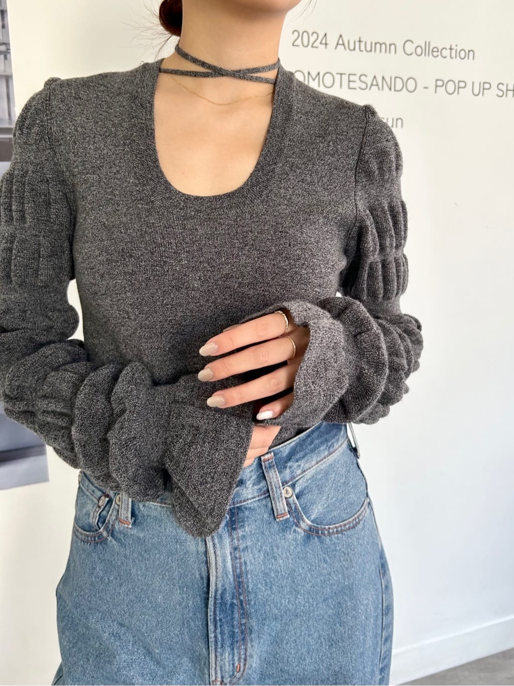 harunaさんの「CODE A｜gathered sleeves knit」を使ったコーディネート