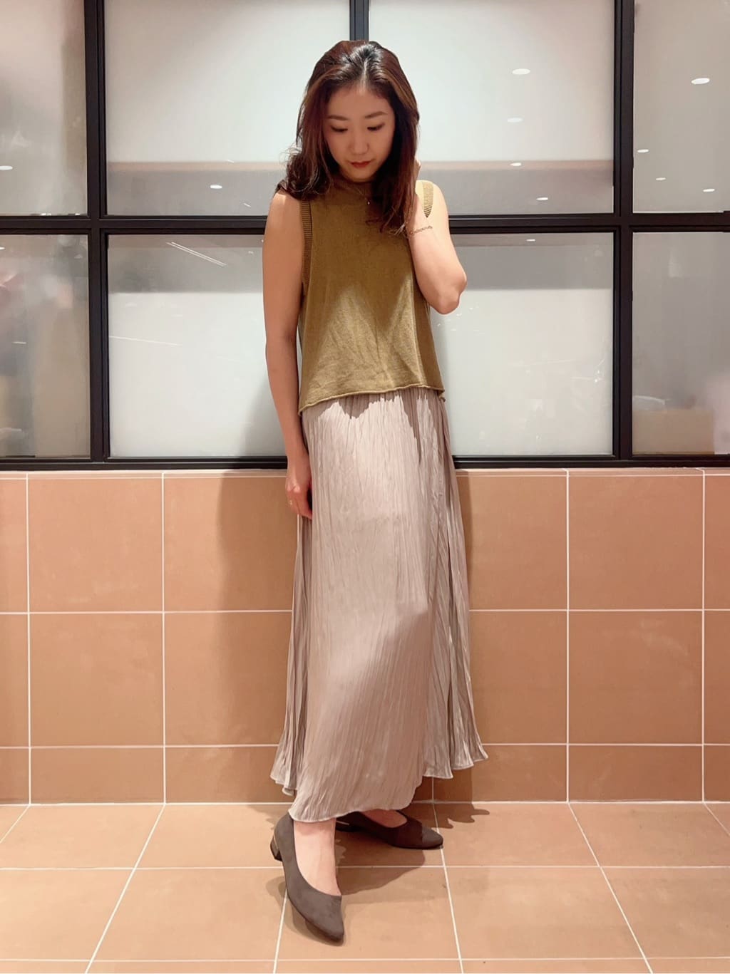 kaoriさんの「ESPERANZA｜《定番》晴雨兼用クッションフラットパンプス」を使ったコーディネート