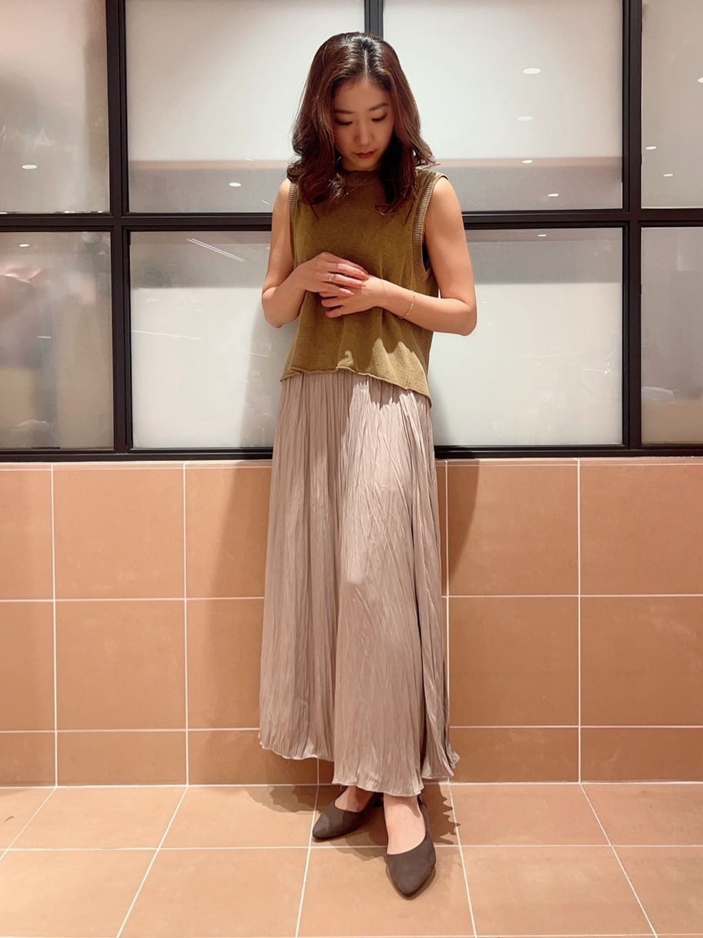kaoriさんの「ESPERANZA｜《定番》晴雨兼用クッションフラットパンプス」を使ったコーディネート