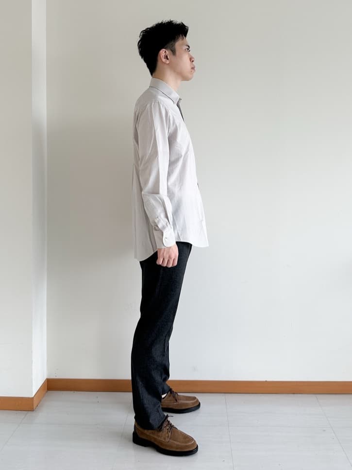 イッシーさんの「TAKEO KIKUCHI｜【ONOFF対応】TRダブルニット ストレッチパンツ」を使ったコーディネート