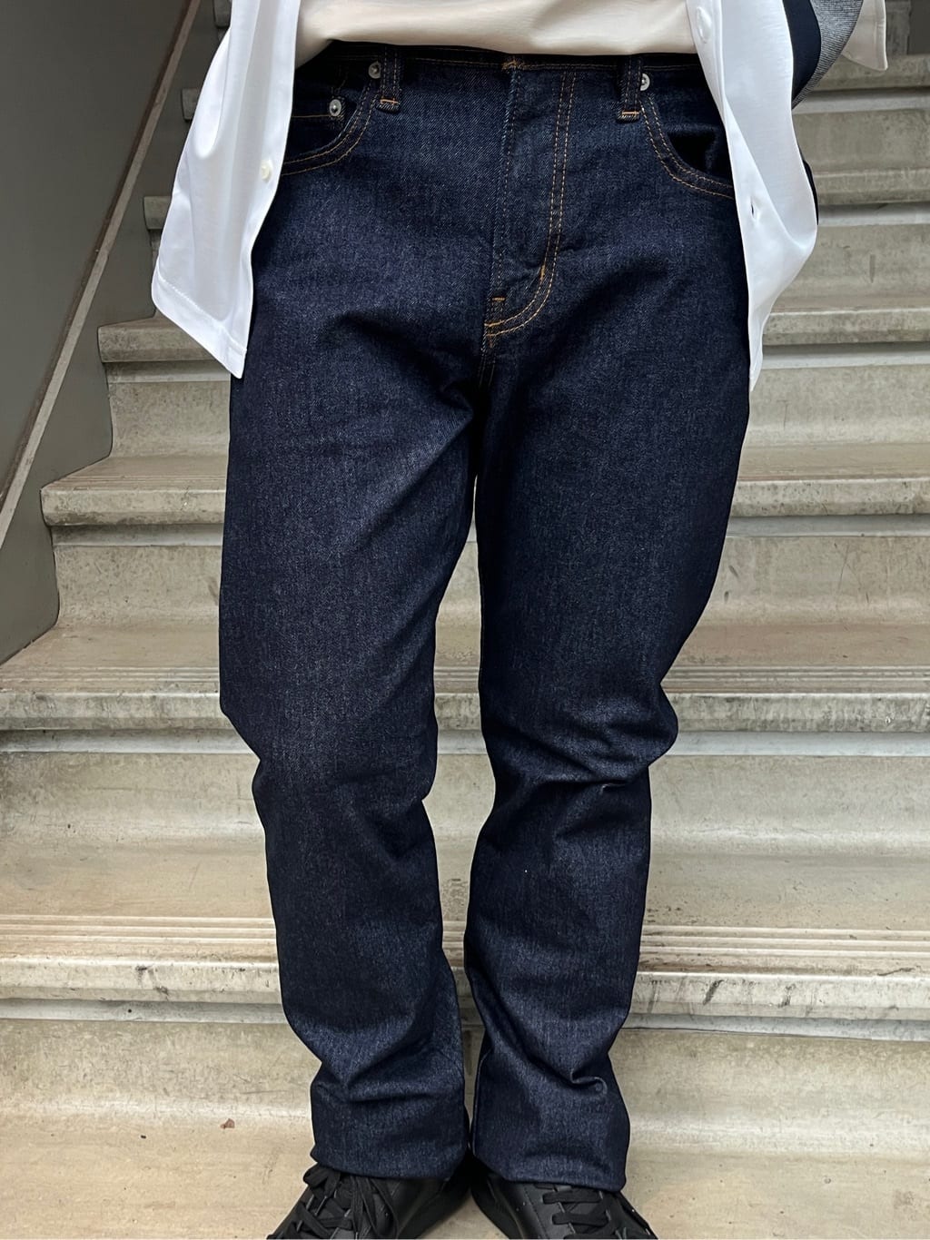 Namikiさんの「TAKEO KIKUCHI｜【モンスターストレッチ】日本製 ワンウォッシュ デニムパンツ」を使ったコーディネート