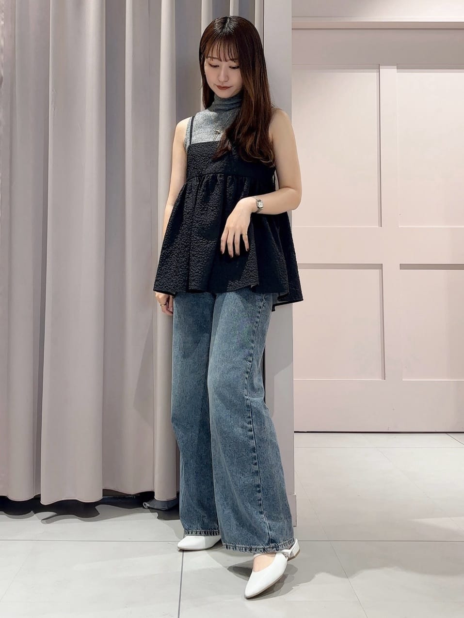 RINAさんの「ESPERANZA｜バックストラップフラットパンプス」を使ったコーディネート