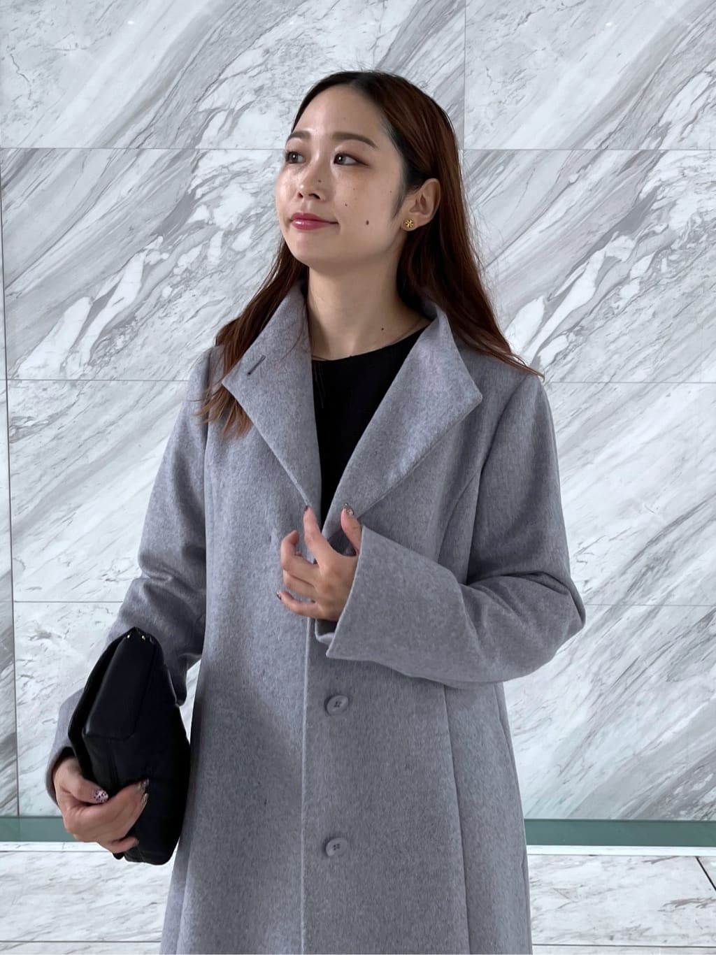 Saekoさんの「COUP DE CHANCE｜【カシミヤ混／日本製】Iラインスタンドウィングカラーコート」を使ったコーディネート