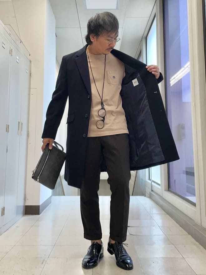 MAKOTO AIさんの「TAKEO KIKUCHI｜ウールカシミヤブレンド チェスターコート」を使ったコーディネート