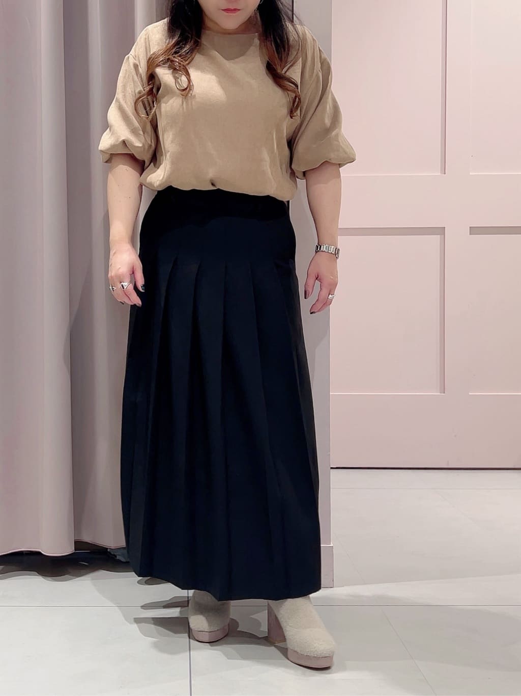 りえさんの「ESPERANZA｜ニットパール調ショートブーツ」を使ったコーディネート
