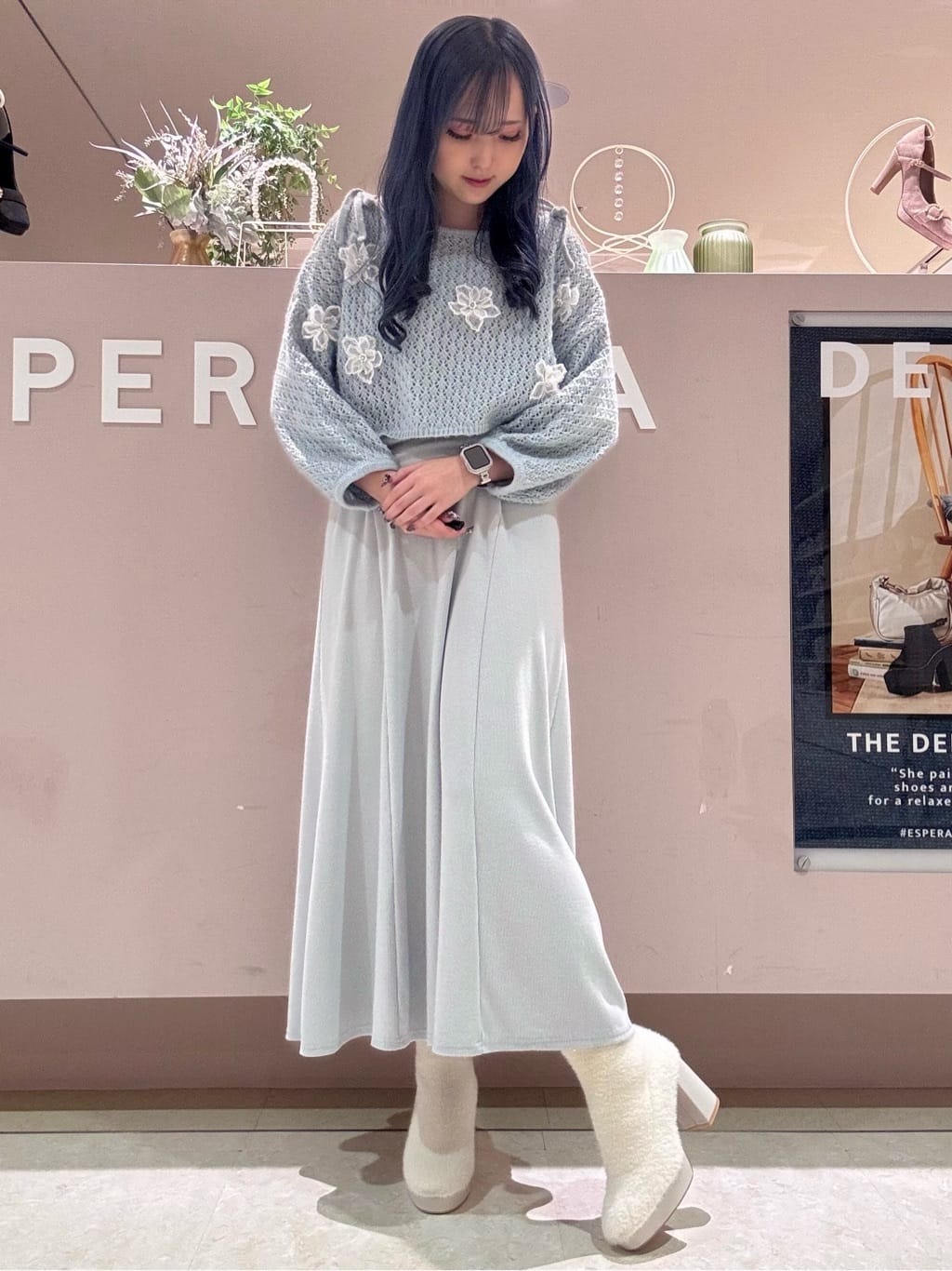 kaさんの「ESPERANZA｜ニットパール調ショートブーツ」を使ったコーディネート