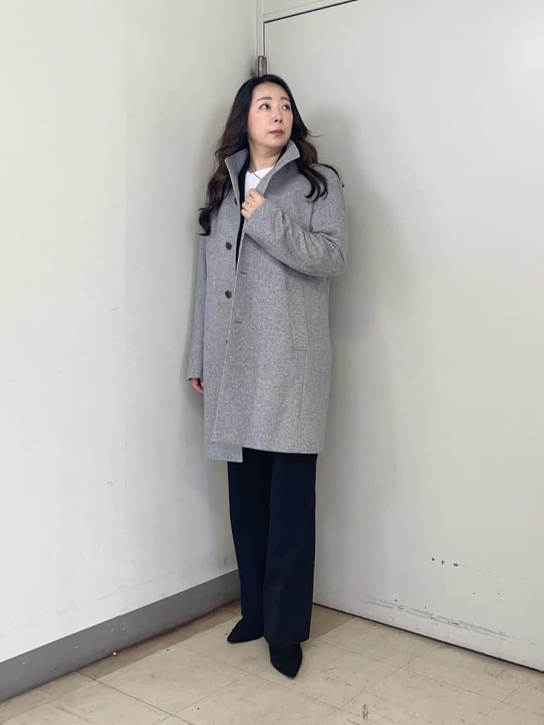 iwさんの「TAKEO KIKUCHI｜【ウールカシミヤブレンド】ビーバー調 スタンドカラー コート」を使ったコーディネート