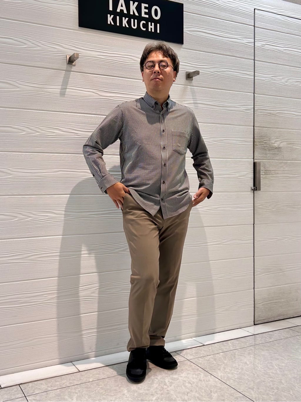 すーさんの「TAKEO KIKUCHI｜【抗菌防臭/シーズンレス】シアサッカー ジャージシャツ」を使ったコーディネート
