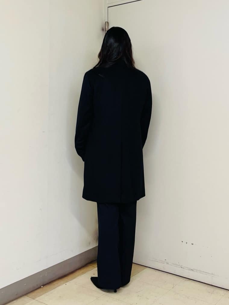 iwさんの「TAKEO KIKUCHI｜【ウールカシミヤブレンド】ビーバー調 スタンドカラー コート」を使ったコーディネート
