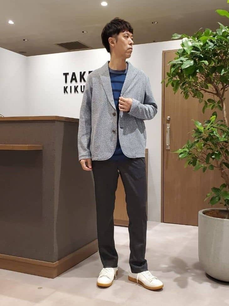 ishidaさんの「TAKEO KIKUCHI｜【ONOFF対応】TRダブルニット ストレッチパンツ」を使ったコーディネート