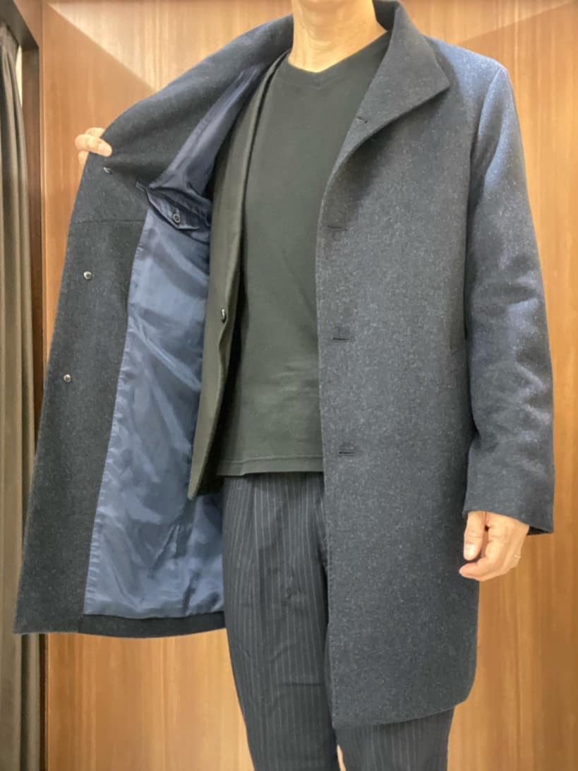 かたやまさんの「TAKEO KIKUCHI｜【ウールカシミヤブレンド】ビーバー調 スタンドカラー コート」を使ったコーディネート