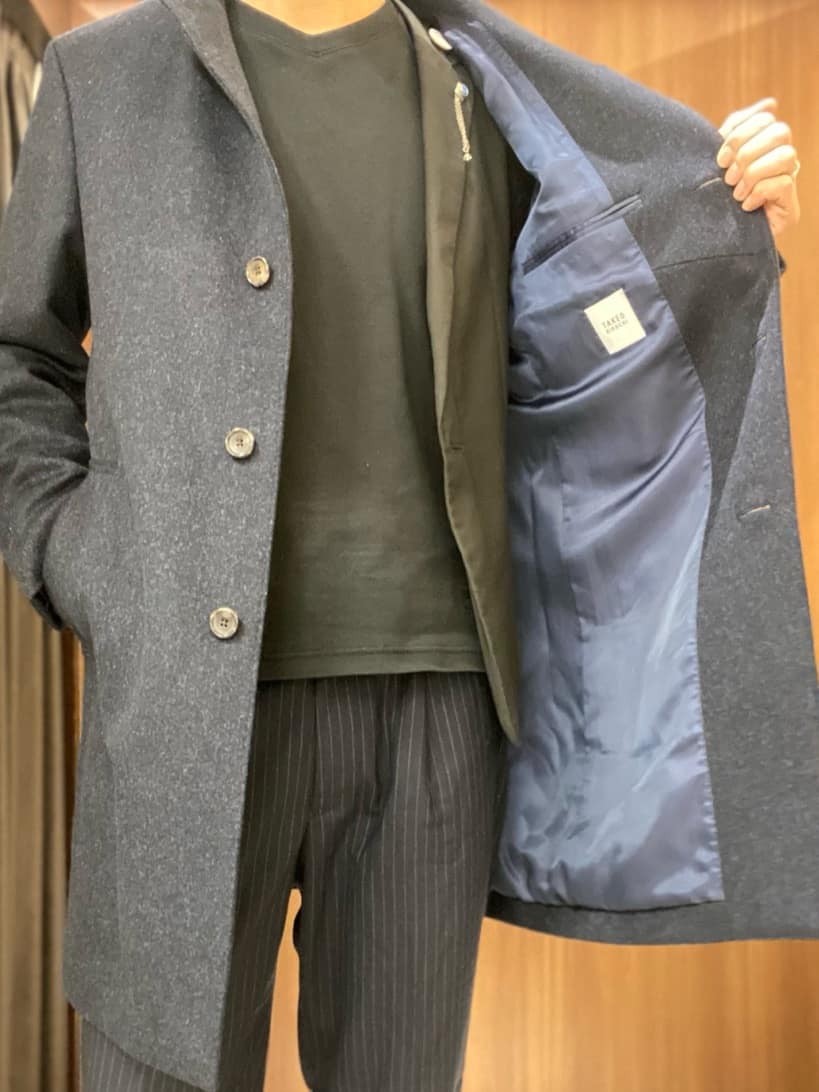 かたやまさんの「TAKEO KIKUCHI｜【ウールカシミヤブレンド】ビーバー調 スタンドカラー コート」を使ったコーディネート