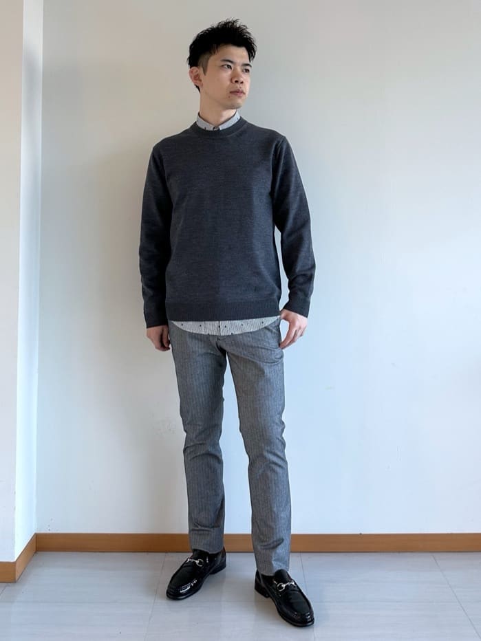 イッシーさんの「TAKEO KIKUCHI｜ハットモチーフ ジャカード ストライプ シャツ」を使ったコーディネート