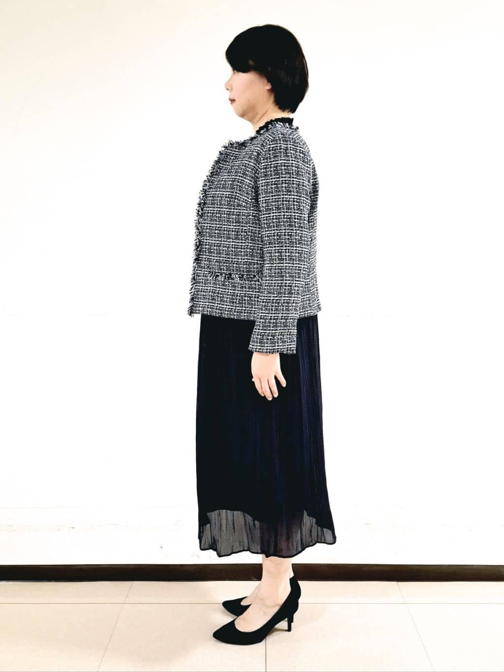 ねぎさんの「UNTITLED｜◆【入卒/セレモニー/通勤】ラメツイード ノーカラージャケット」を使ったコーディネート