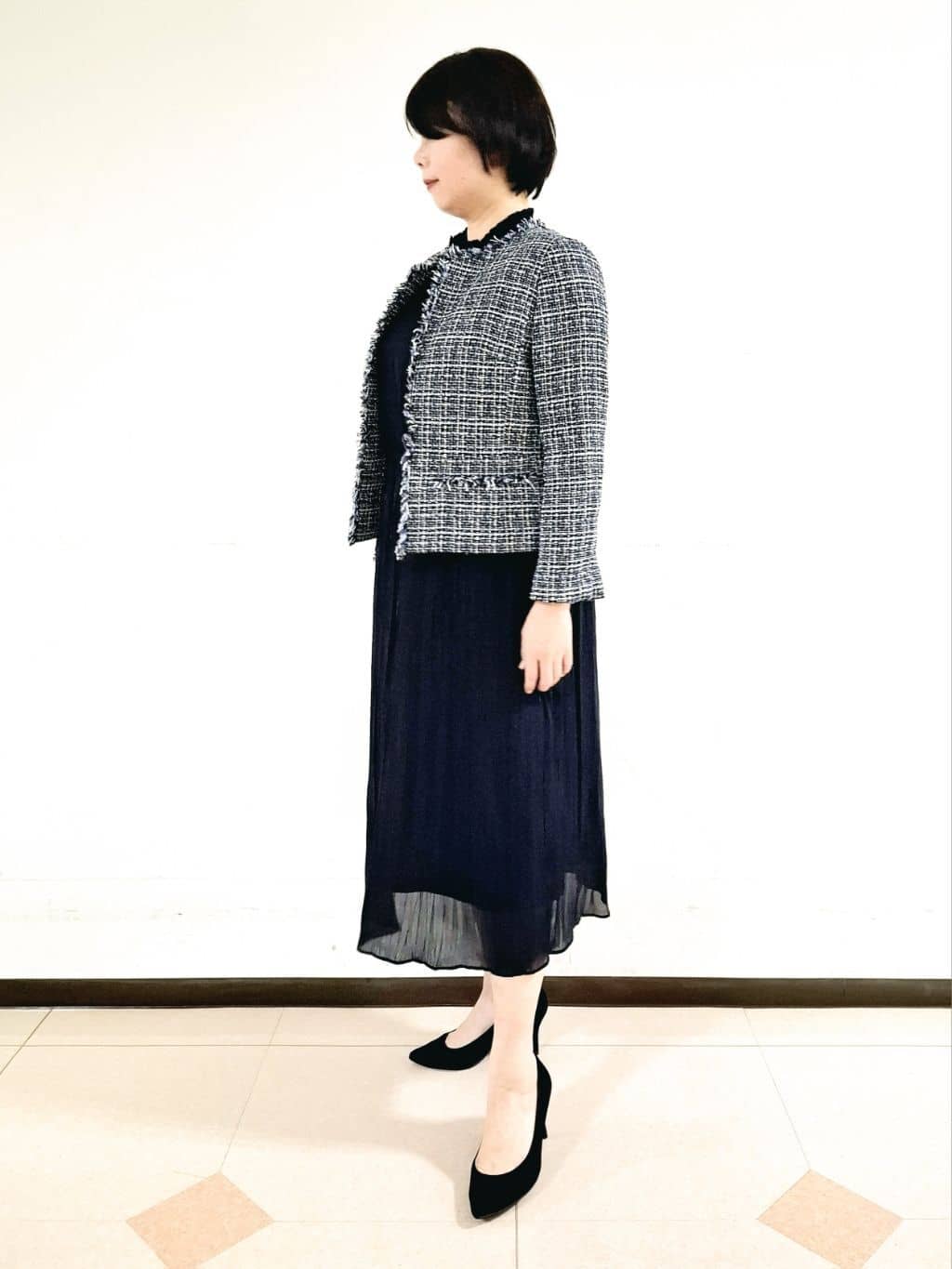 ねぎさんの「UNTITLED｜◆【入卒/セレモニー/通勤】ラメツイード ノーカラージャケット」を使ったコーディネート