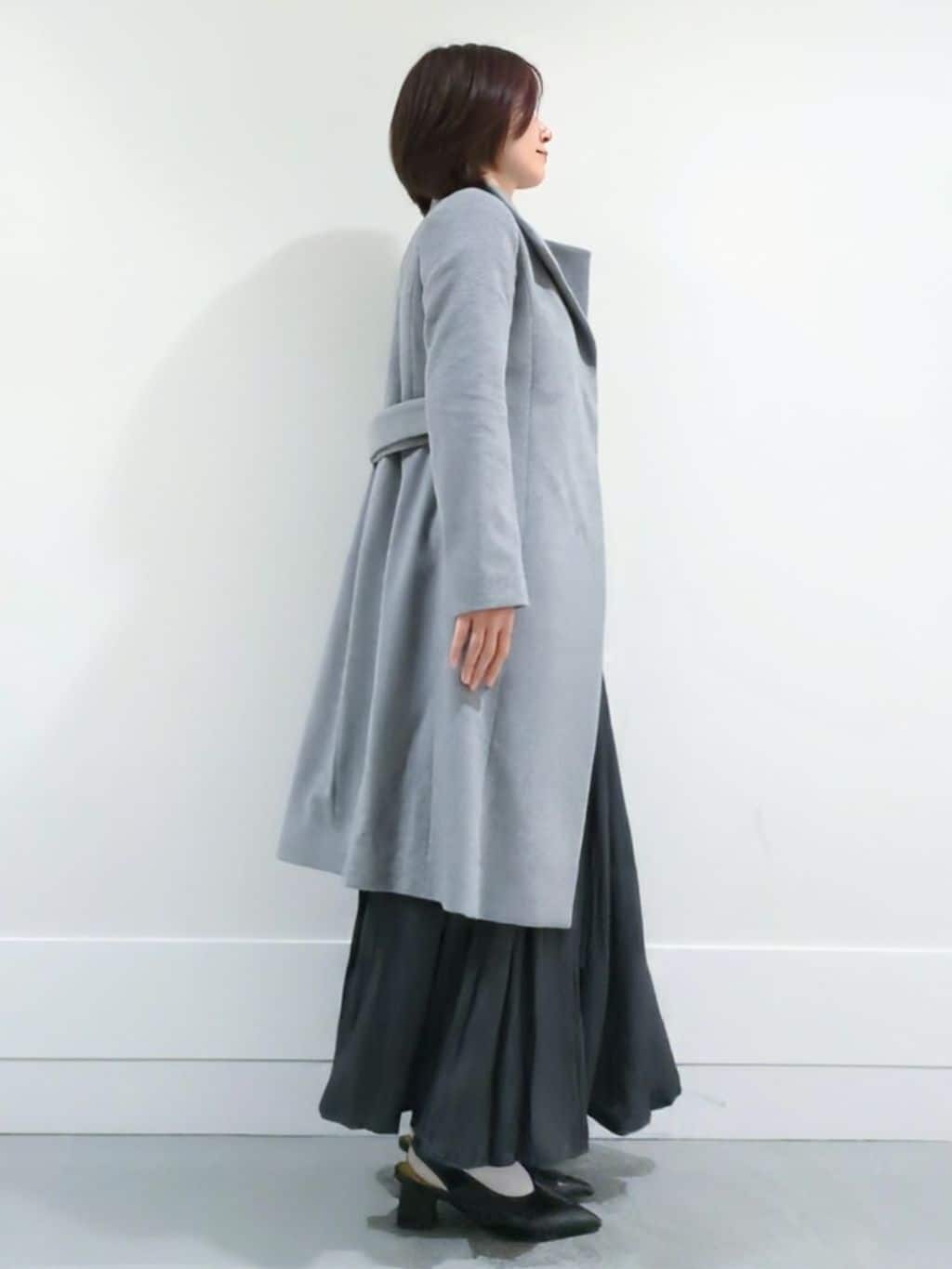 ミズタさんの「UNTITLED｜【日本製／2WAY衿】スタンドカラー ロングコート」を使ったコーディネート