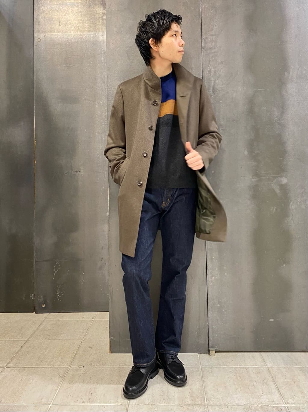 shoumaさんの「TAKEO KIKUCHI｜【ウールカシミヤブレンド】ビーバー調 スタンドカラー コート」を使ったコーディネート