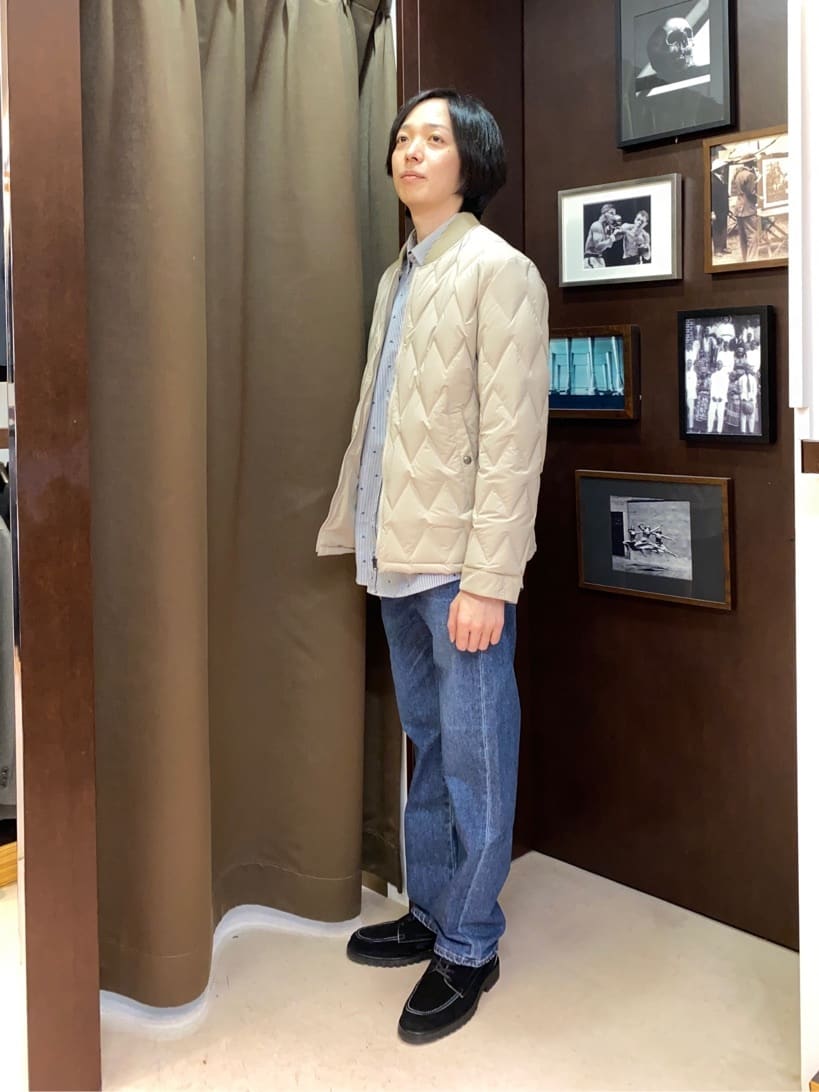 コバヤシさんの「TAKEO KIKUCHI｜ハットモチーフ ジャカード ストライプ シャツ」を使ったコーディネート