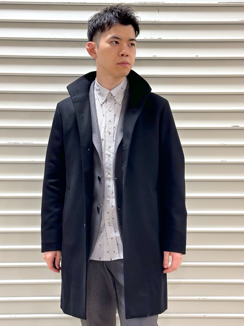 イッシーさんの「TAKEO KIKUCHI｜【ウールカシミヤブレンド】ビーバー調 スタンドカラー コート」を使ったコーディネート