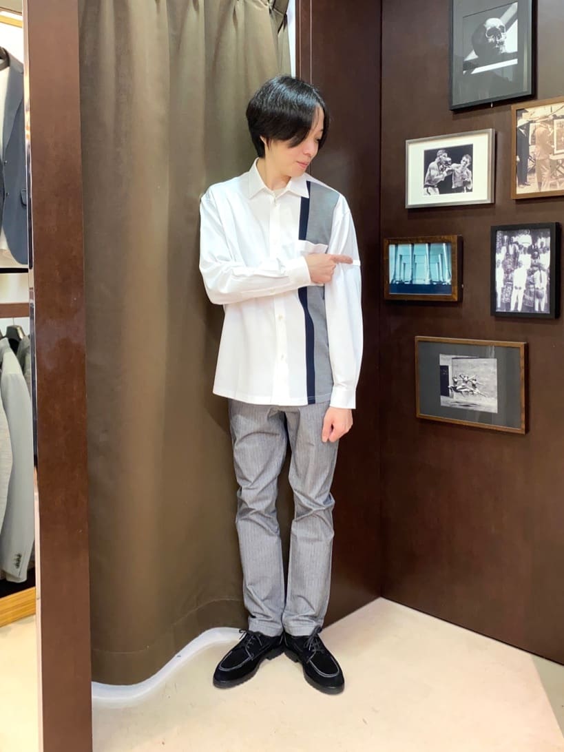 コバヤシさんの「TAKEO KIKUCHI｜【Made in JAPAN】播州織 ヘリンボン ストレート パンツ」を使ったコーディネート