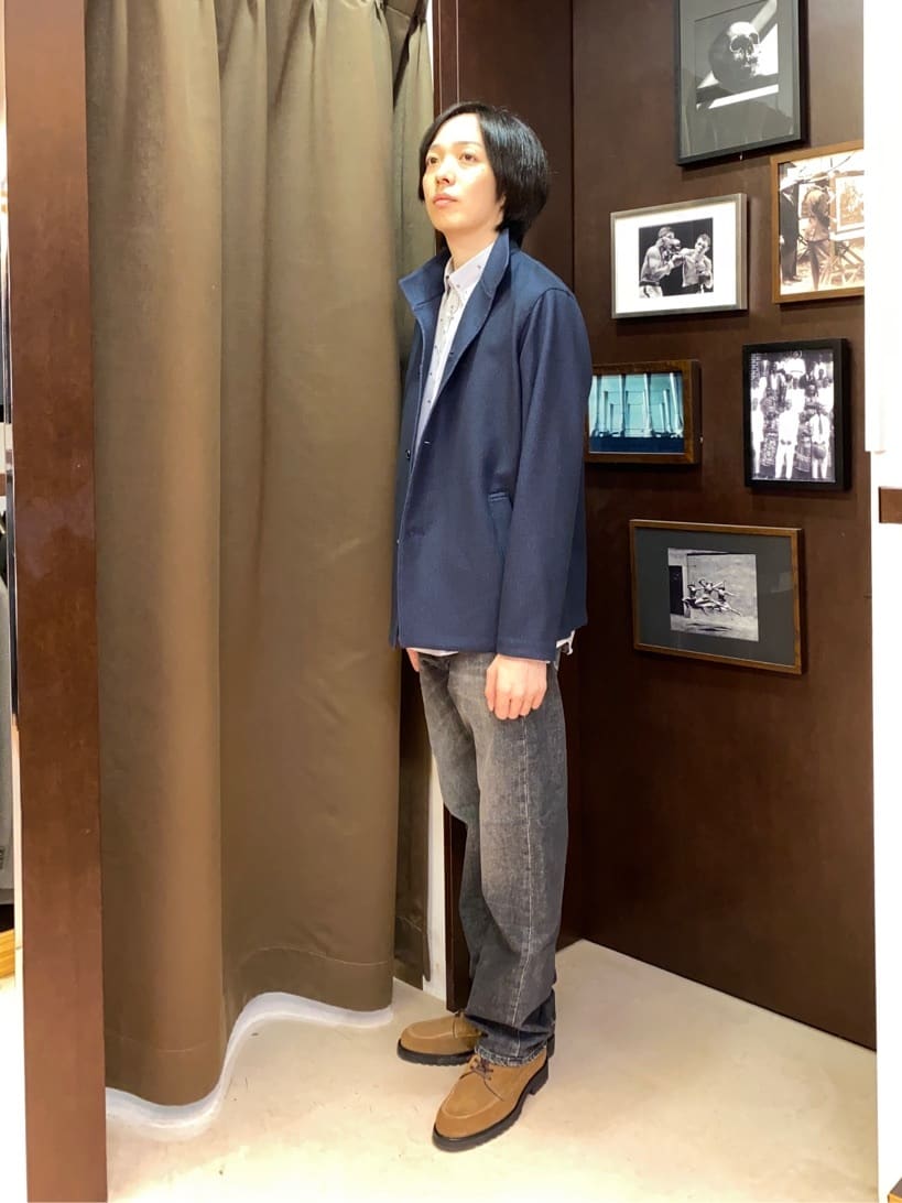 コバヤシさんの「TAKEO KIKUCHI｜ハットモチーフ ジャカード ストライプ シャツ」を使ったコーディネート