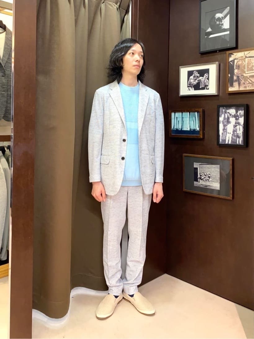 コバヤシさんの「TAKEO KIKUCHI｜【尾州織】リネンブレンド メッシュパンツ」を使ったコーディネート