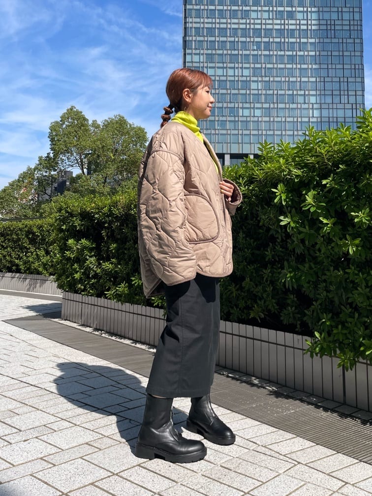 chikoさんの「OPAQUE.CLIP｜オーガニックコットン混 ベイカースカート【洗濯機洗い可／ストレッチ】」を使ったコーディネート