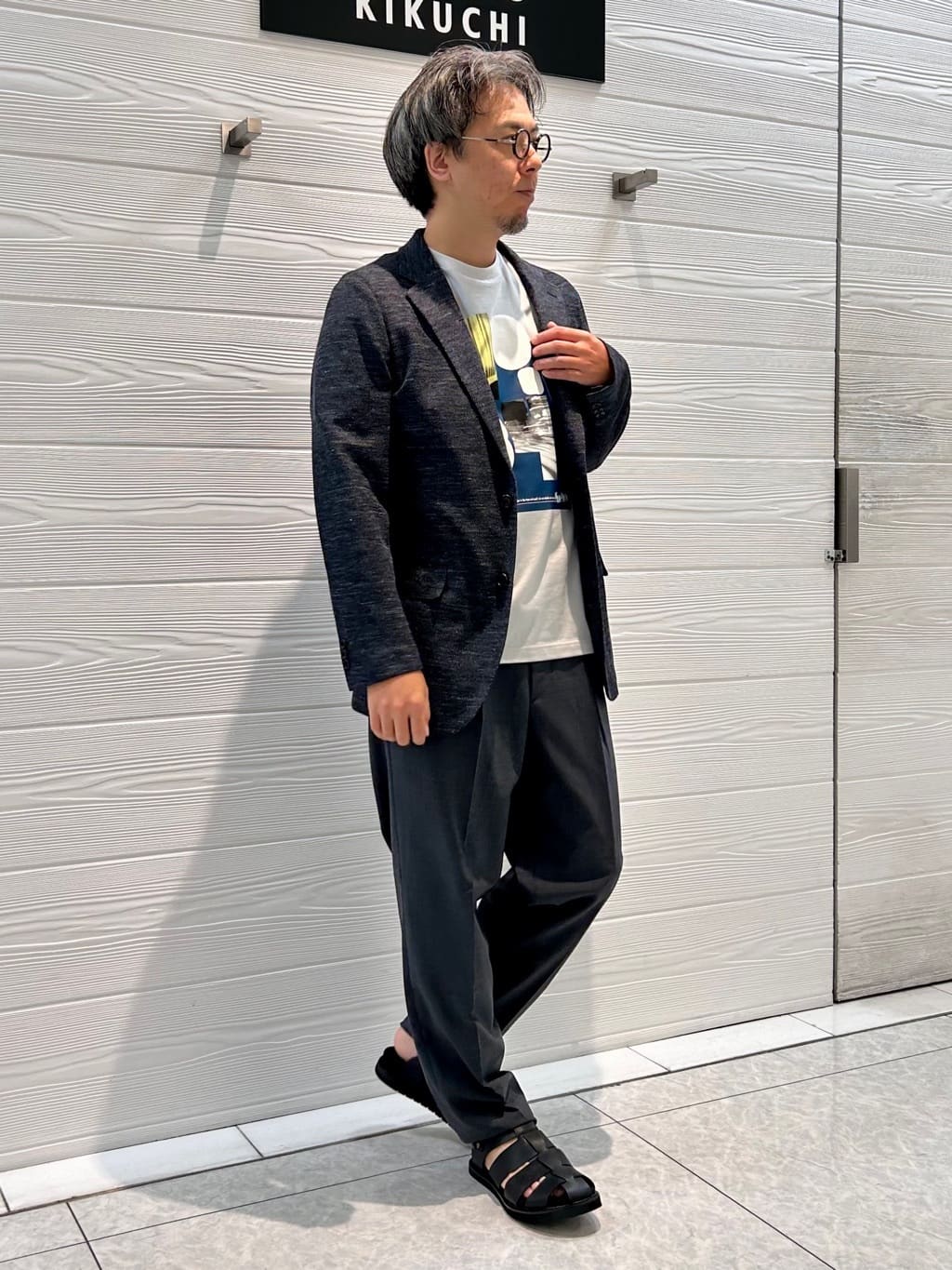 すーさんの「TAKEO KIKUCHI｜【尾州織】リネンブレンド メッシュ ジャケット」を使ったコーディネート