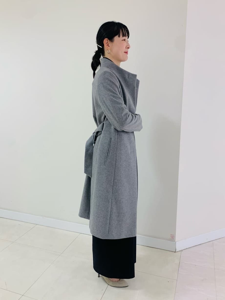 サオリさんの「UNTITLED｜【日本製／2WAY衿】スタンドカラー ロングコート」を使ったコーディネート