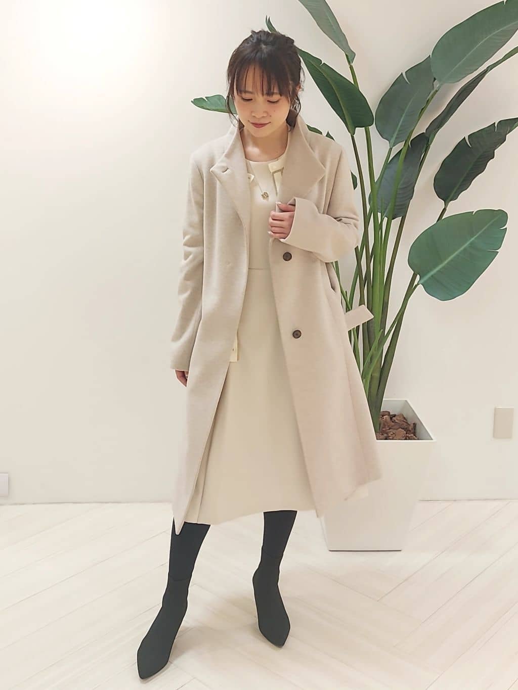 YuKaRiさんの「UNTITLED｜【日本製／2WAY衿】スタンドカラー ロングコート」を使ったコーディネート