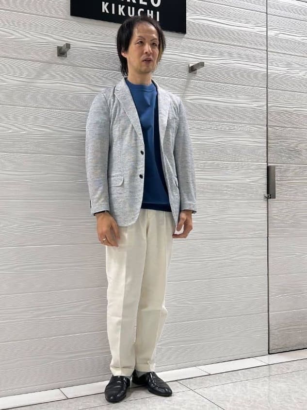 井出恭輔さんの「TAKEO KIKUCHI｜【尾州織】リネンブレンド メッシュ ジャケット」を使ったコーディネート