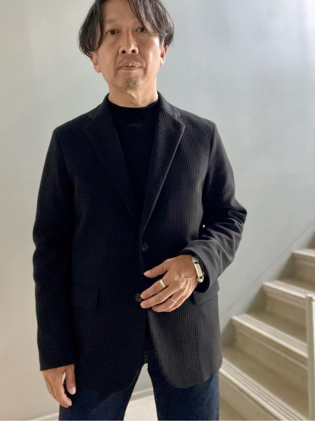 デザイナーTAKEman さんの「TAKEO KIKUCHI｜【抗菌防臭】クロスウィーブ ジャケット」を使ったコーディネート