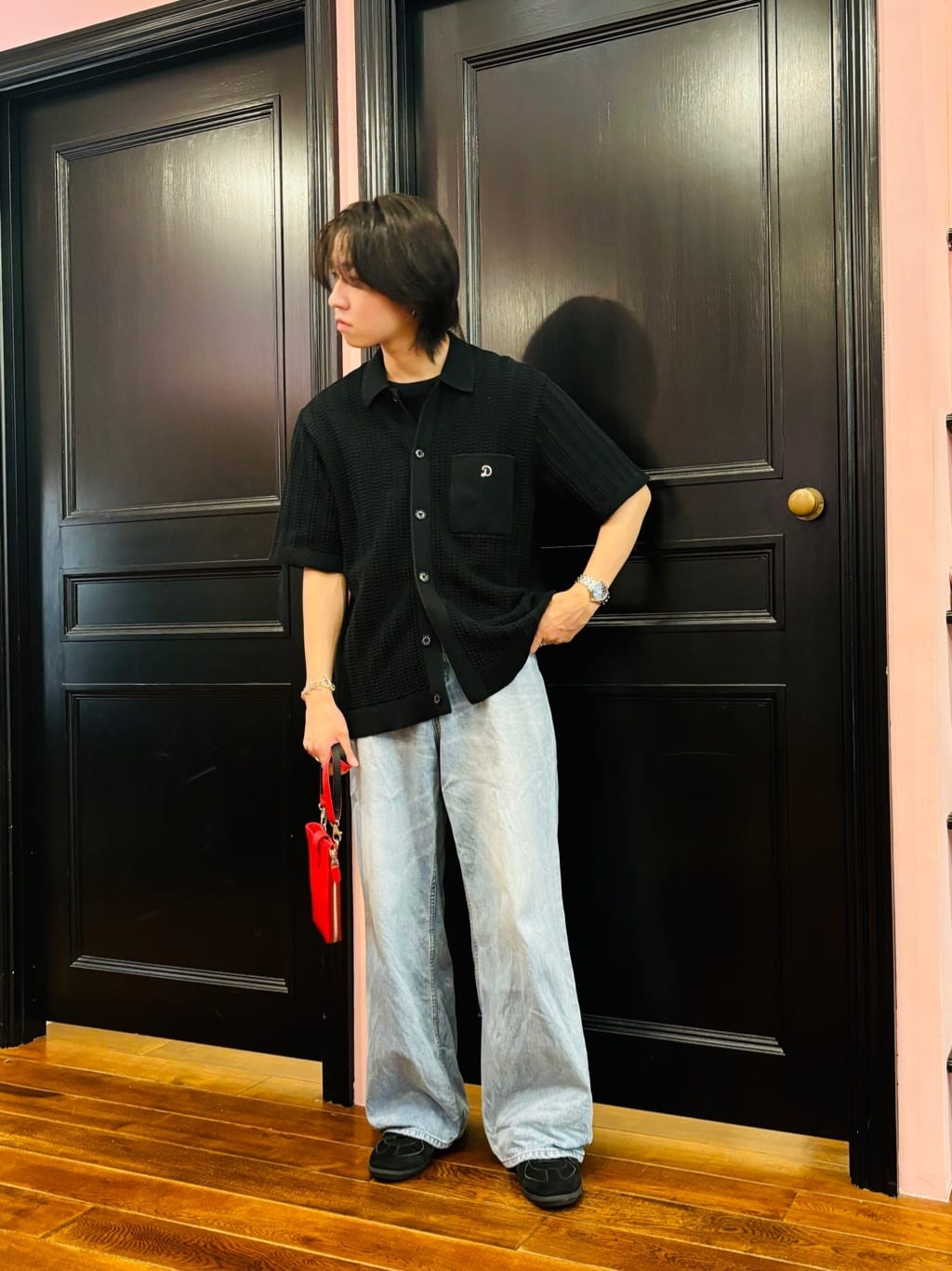 kaminaga さんの「DRESSTERIOR｜ヴィンテージ加工ワイドデニムパンツ」を使ったコーディネート