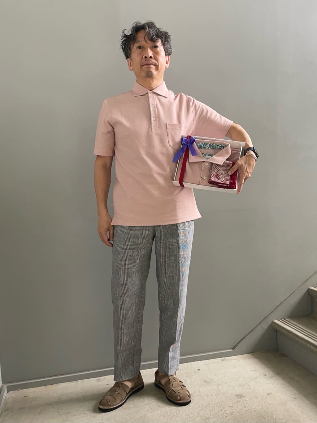デザイナーTAKEman さんの「TAKEO KIKUCHI｜【抗菌防臭／9色5サイズ展開】ハニカムメランジ ポロシャツ」を使ったコーディネート