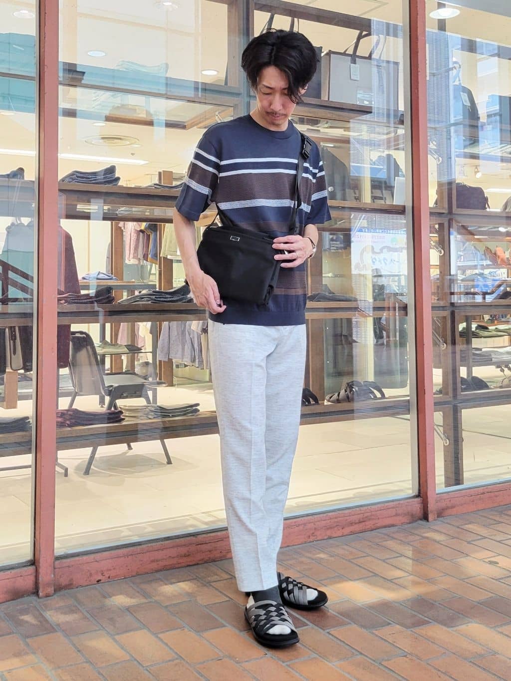 piroyaさんの「TAKEO KIKUCHI｜【尾州織】リネンブレンド メッシュパンツ」を使ったコーディネート