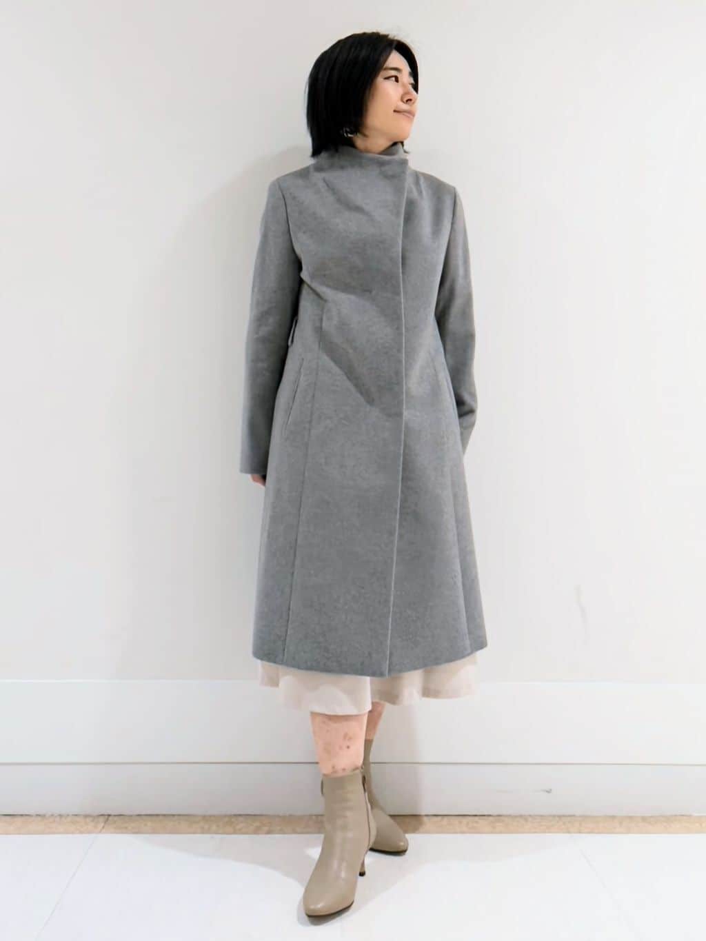 ミズタさんの「UNTITLED｜【日本製／2WAY衿】スタンドカラー ロングコート」を使ったコーディネート
