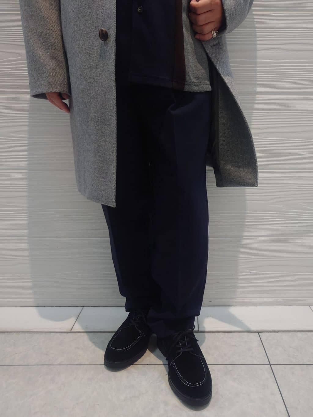 かずさんの「TAKEO KIKUCHI｜【ウールカシミヤブレンド】ビーバー調 スタンドカラー コート」を使ったコーディネート