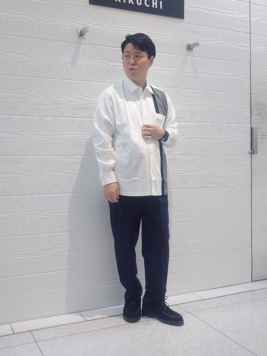かずさんの「TAKEO KIKUCHI｜【ウールカシミヤブレンド】ビーバー調 スタンドカラー コート」を使ったコーディネート