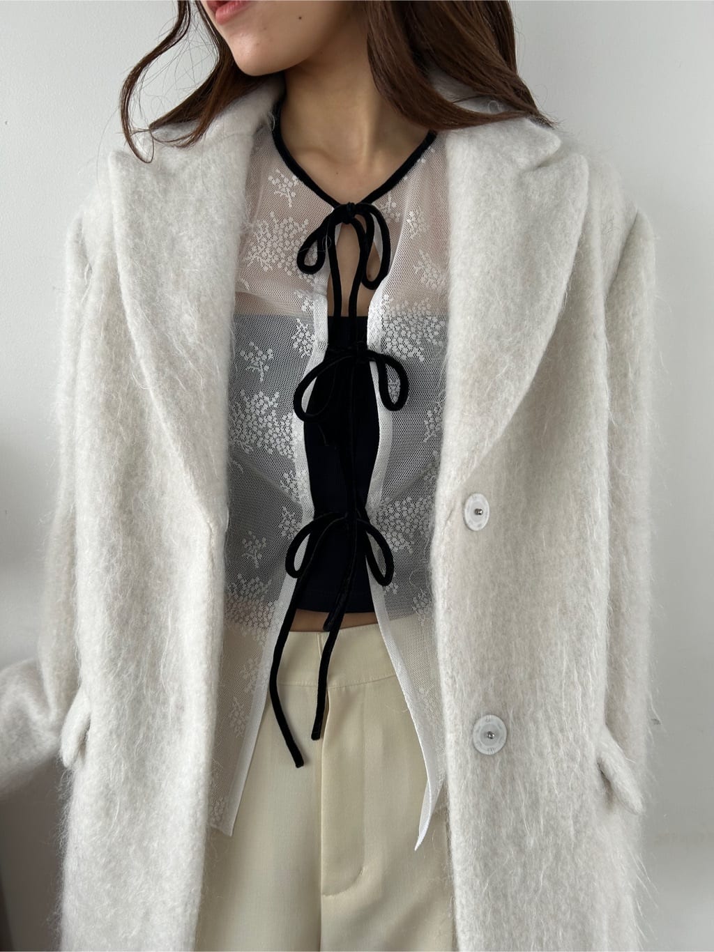 miyu maesakaさんの「CODE A｜shaggy jacket coat」を使ったコーディネート