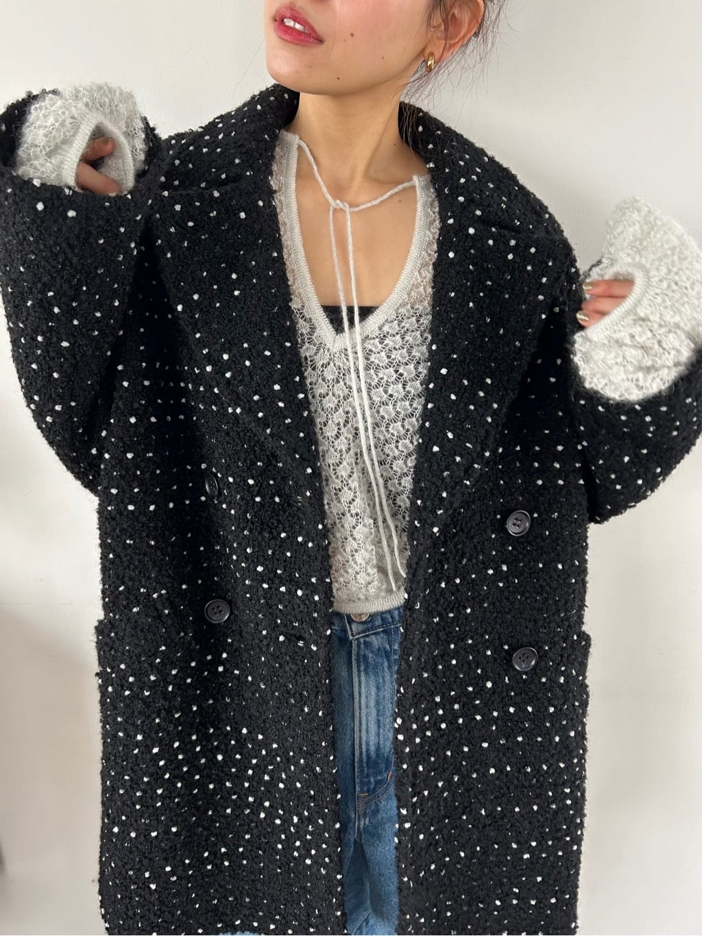 miyu maesakaさんの「CODE A｜2way sheer mohair pullover」を使ったコーディネート