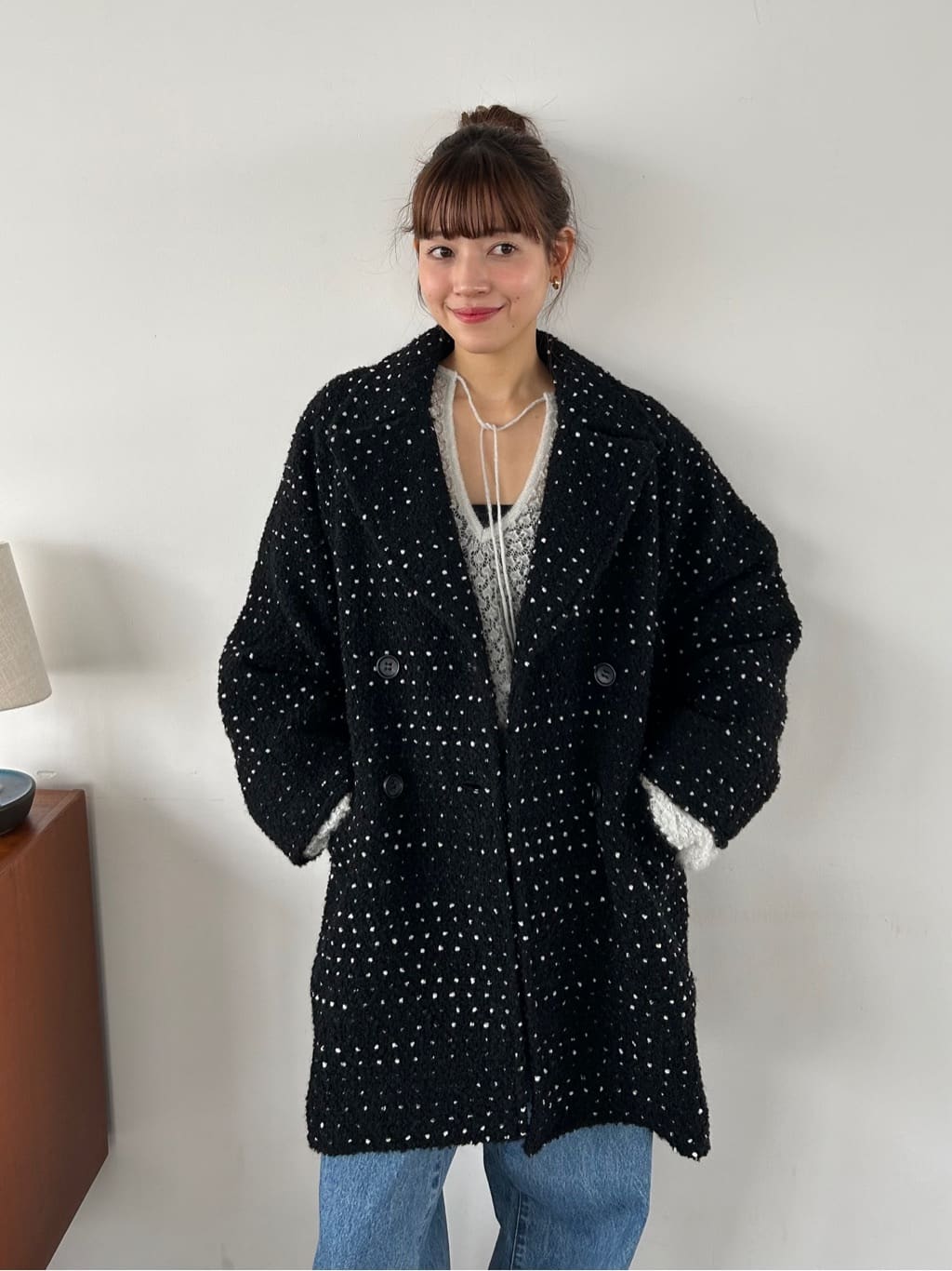 miyu maesakaさんの「CODE A｜2way sheer mohair pullover」を使ったコーディネート