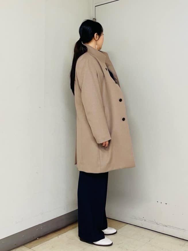 iwさんの「TAKEO KIKUCHI｜【ウールカシミヤブレンド】ビーバー調 スタンドカラー コート」を使ったコーディネート