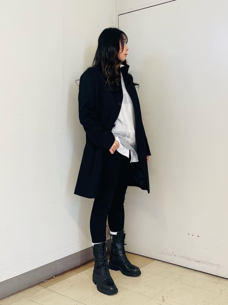 iwさんの「TAKEO KIKUCHI｜【ウールカシミヤブレンド】ビーバー調 スタンドカラー コート」を使ったコーディネート