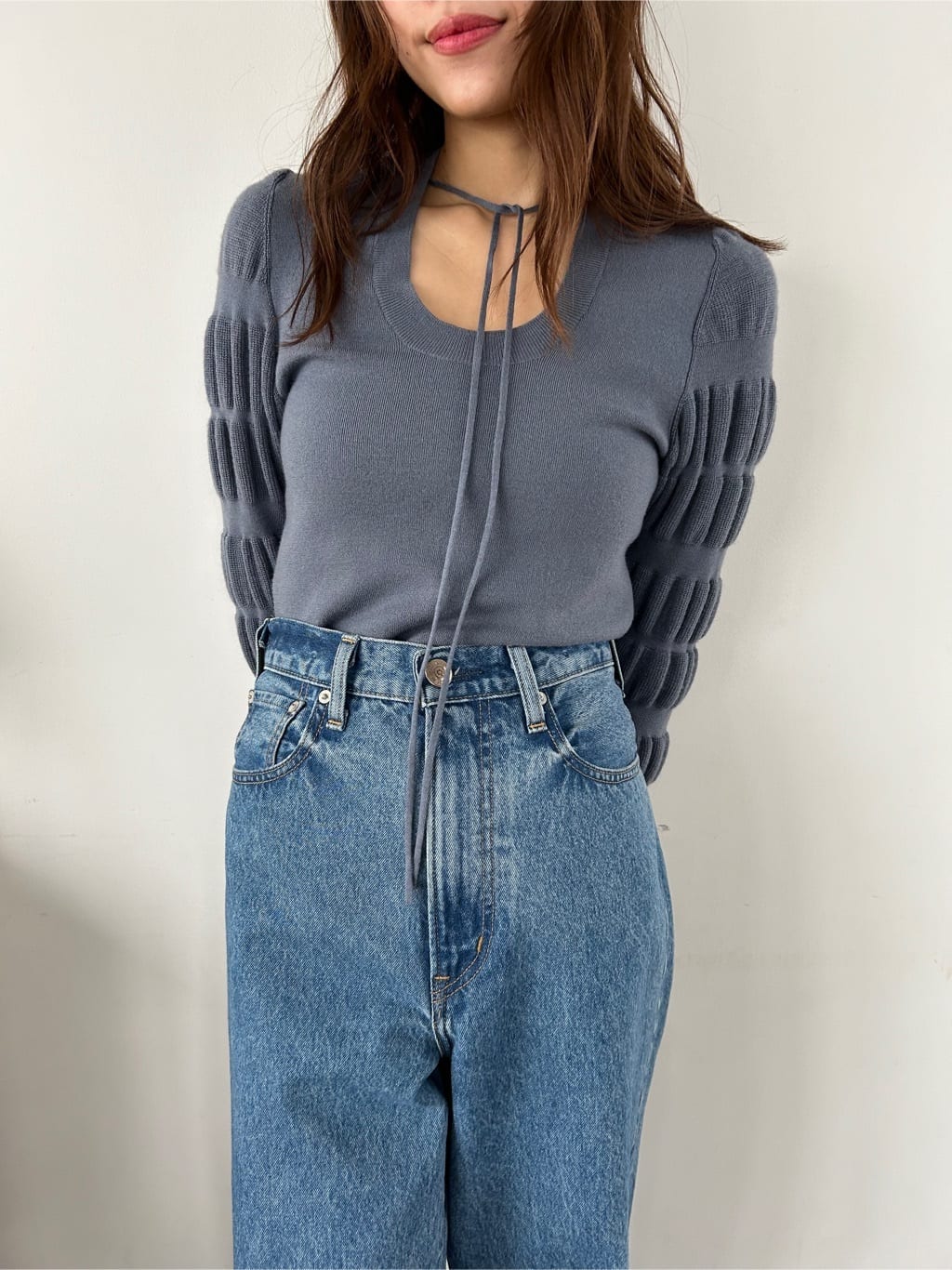 miyu maesakaさんの「CODE A｜gathered sleeves knit」を使ったコーディネート