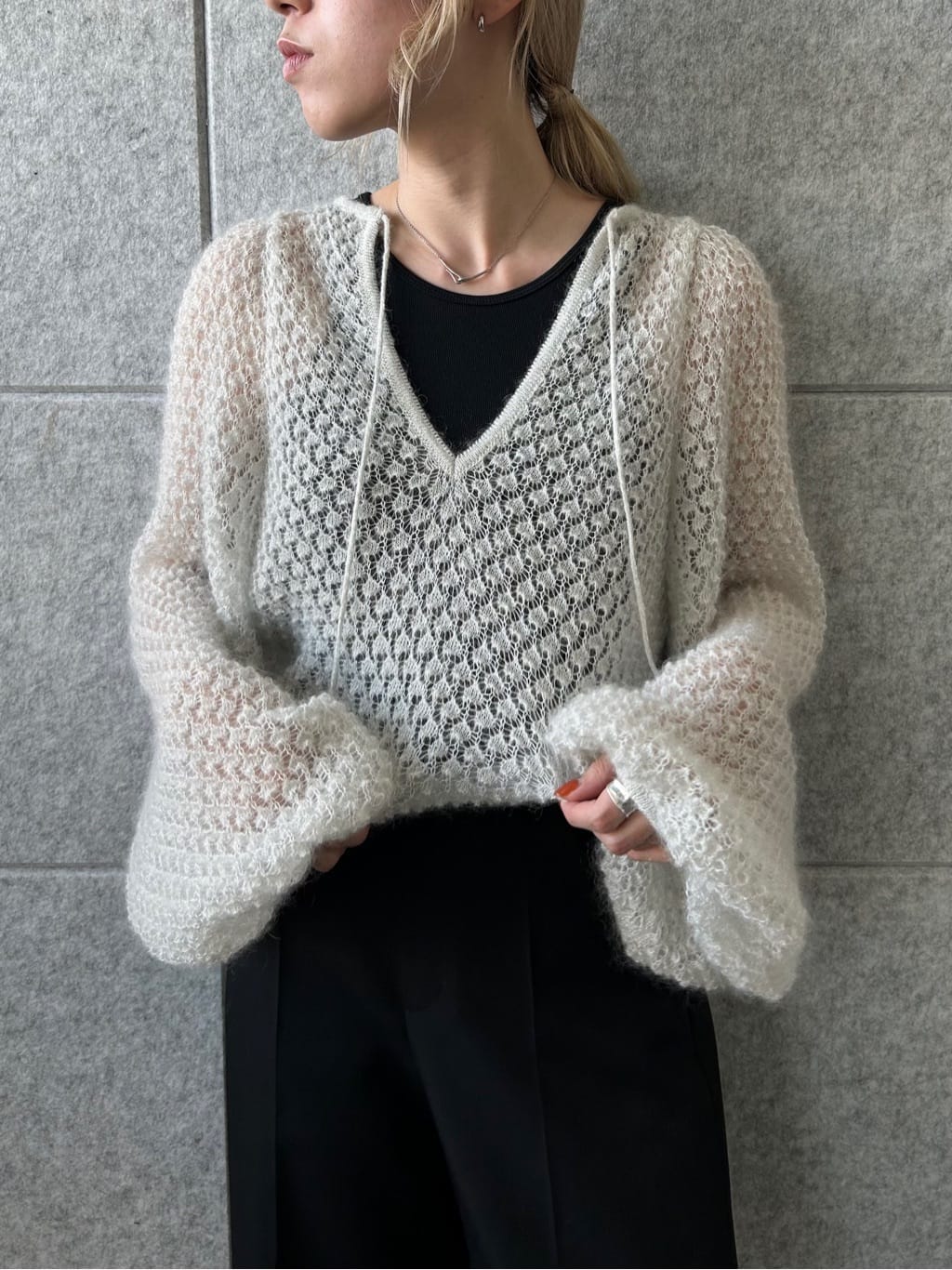 honoka Aさんの「CODE A｜2way sheer mohair pullover」を使ったコーディネート