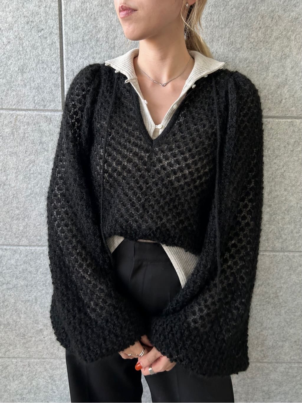 honoka Aさんの「CODE A｜2way sheer mohair pullover」を使ったコーディネート