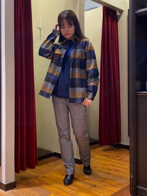 かわぴーさんの「TAKEO KIKUCHI｜【Made in JAPAN】播州織 ヘリンボン ストレート パンツ」を使ったコーディネート
